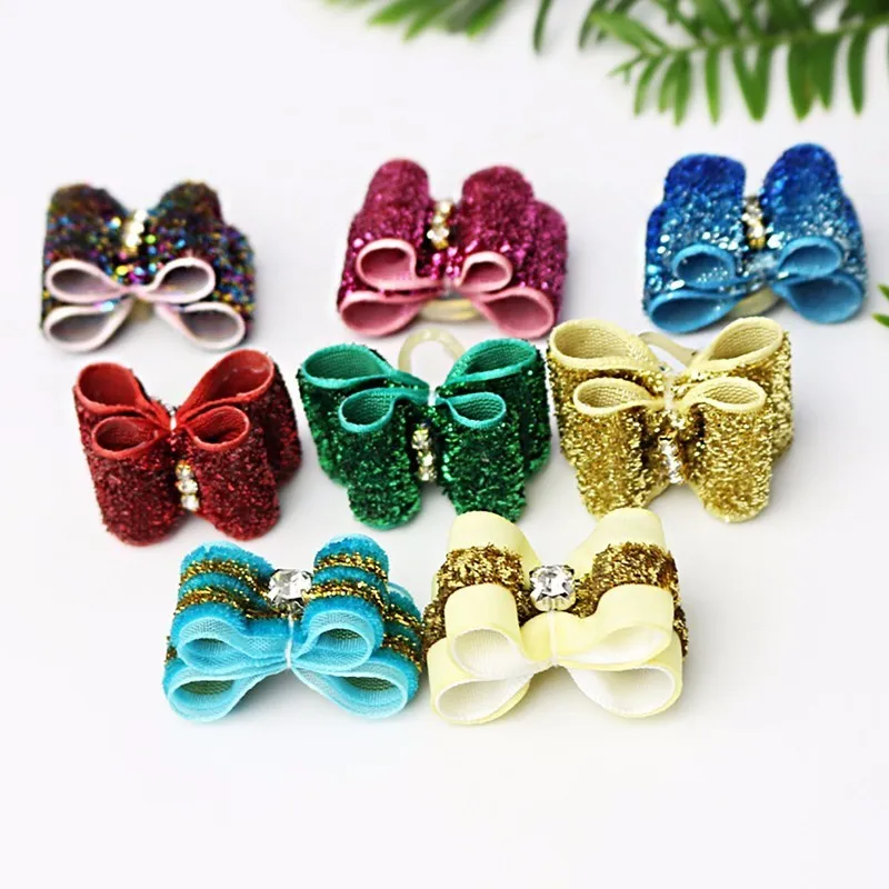 10pcs Pet Headdress Decorative Rubber Band Double-layer Bowknot Three Sparkling Rhinestones Pets Hairband for Dogs Random Colors
10pcs Pet Headdress Decorative Rubber Band Double-layer Bowknot Three Sparkling Rhinestones Pets Hairband for Dogs Random Colors