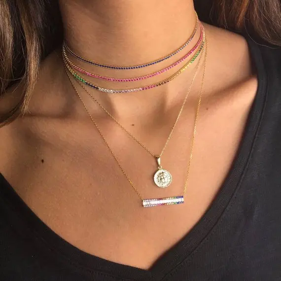 christmas vermeil jewelry 32+8cm choker rainbow cz tennis chain thin layer sexy necklace elegance various color rainbow necklace
christmas vermeil jewelry 32+8cm choker rainbow cz tennis chain thin layer sexy necklace elegance various color rainbow necklace