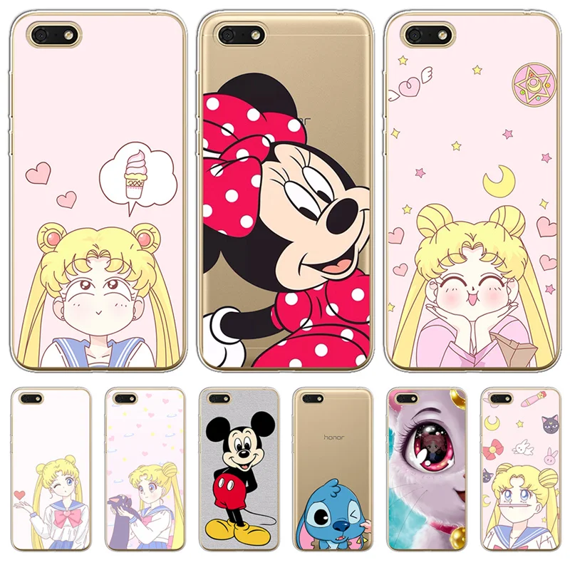 

cartoon phone case cover For Huawei P8 P9 P10 P20 P30 Lite Plus Pro P Smart 2017 Mate 9 10 20 Honor 6A 6X 7 7X 7C Sailor Moon