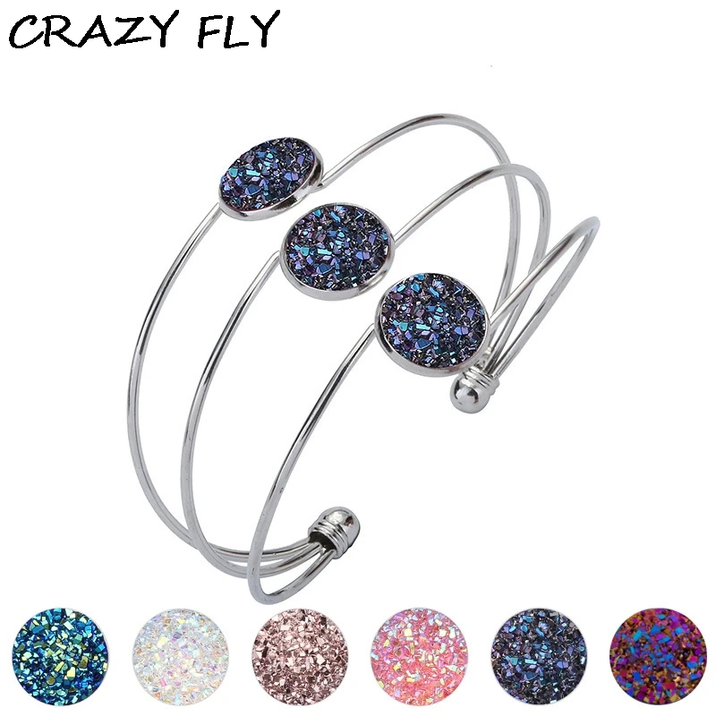 CRAZY FLY Fashion Opening Three Layers Bracelets for Women Silver Druzy Charm Bracelets Bangles Druse Jewelry Bangles For Women
CRAZY FLY Fashion Opening Three Layers Bracelets for Women Silver Druzy Charm Bracelets Bangles Druse Jewelry Bangles For Women