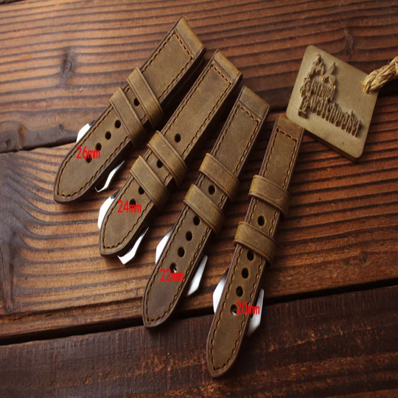 T-AMQ 20 22 26mm Retro Handmade Brown Genuine Leather Watch Band Men's Wristwatch Strap Bracelet Crazy horse Watchband - 74
T-AMQ 20 22 26mm Retro Handmade Brown Genuine Leather Watch Band Men's Wristwatch Strap Bracelet Crazy horse Watchband - 74