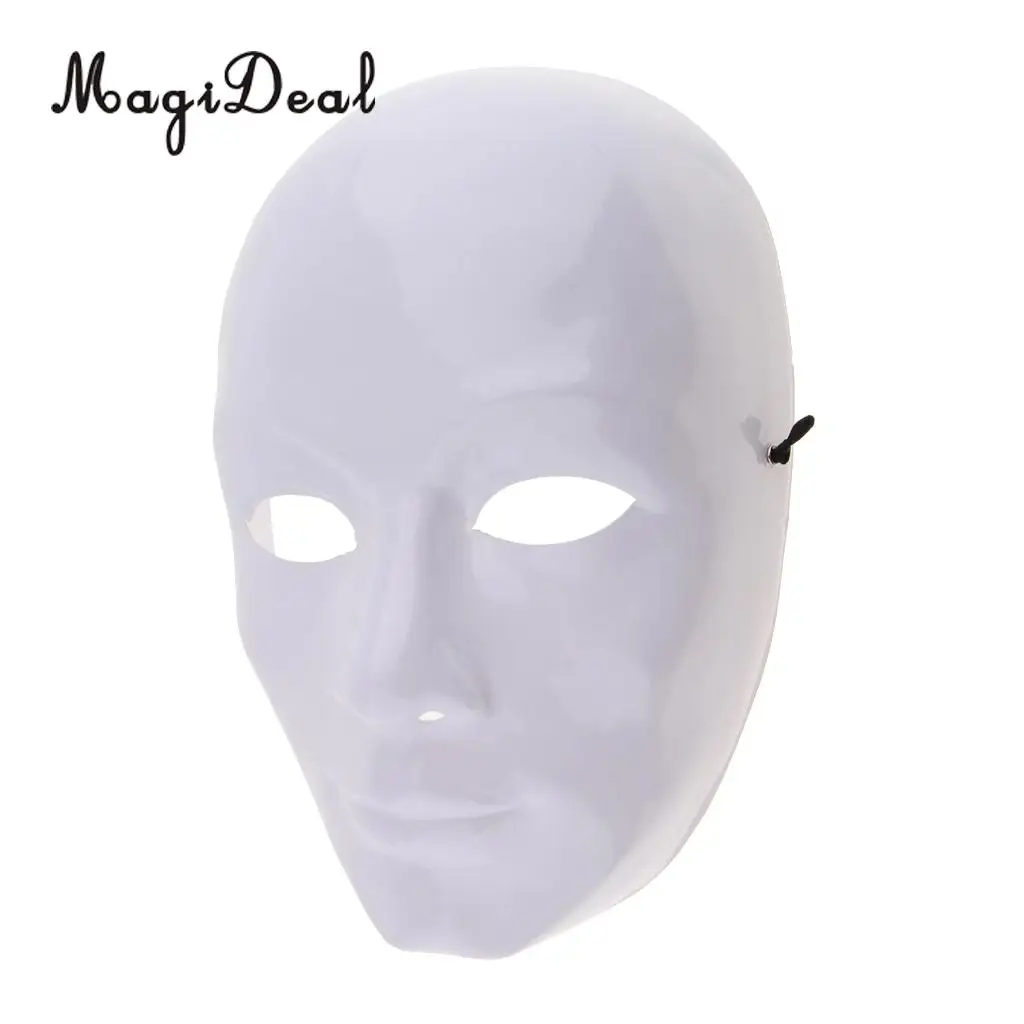 White Face Adult Mask Blank Male Mask Halloween Costume Unpainted Mask