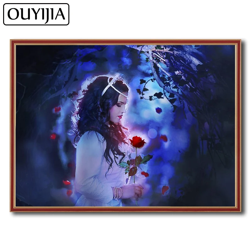 OUYIJIA Atr Oil Butterfly 5D DIY Diamond Painting Bird Rose Embroidery Mosaic Rhinestone Home Decoration Gift Flowers | Дом и сад