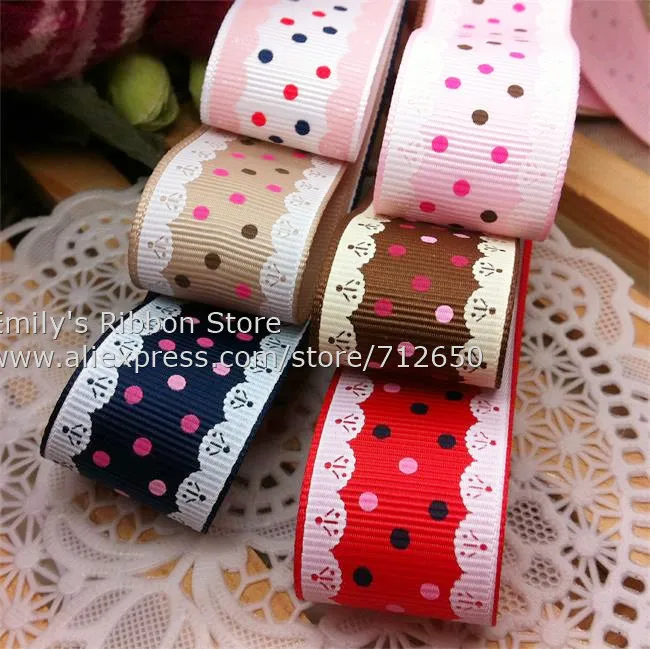 Free shipping new arrival 1'' 25mm dots with beautiful lace printed grosgrain ribbon 6 colors clothing hair accessories 10 yards
Free shipping new arrival 1'' 25mm dots with beautiful lace printed grosgrain ribbon 6 colors clothing hair accessories 10 yards