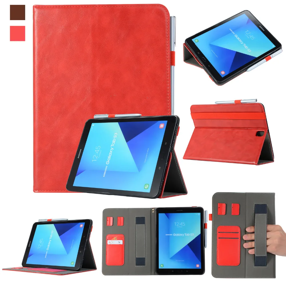 Half Genuine Leather Magnet Smart Case Stand Hand Strap Card Cover Funda For Samsung Galaxy Tab S3 9.7 T820 T825 SM-T820 SM-T825
Half Genuine Leather Magnet Smart Case Stand Hand Strap Card Cover Funda For Samsung Galaxy Tab S3 9.7 T820 T825 SM-T820 SM-T825