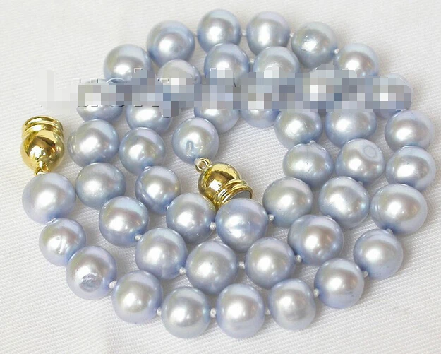 Free shipping >>>>>&gtGenuine 17" 10mm light blue round pearls necklace magnet clasp j8023 | Украшения и аксессуары