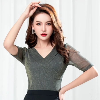 Latin Dance Top Short Sleeve Sexy V-Neck Women Tango Salsa Cha Cha Dancing Shirts Flamengo Ballroom Practice Wear Lady DNV11656
Latin Dance Top Short Sleeve Sexy V-Neck Women Tango Salsa Cha Cha Dancing Shirts Flamengo Ballroom Practice Wear Lady DNV11656