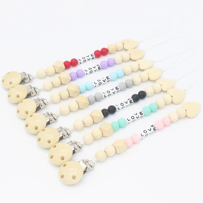 Personalized Wooden Baby Pacifier Clip Chain Soother Nipple Holder Infant Newborn Feeding Teether Holder
Personalized Wooden Baby Pacifier Clip Chain Soother Nipple Holder Infant Newborn Feeding Teether Holder