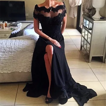 Vestido de festa longo Black Sexy Prom Dresses 2019 Slits Off Shoulder Formal Evening Gowns Split Side Short Sleeves Party Dress
Vestido de festa longo Black Sexy Prom Dresses 2019 Slits Off Shoulder Formal Evening Gowns Split Side Short Sleeves Party Dress