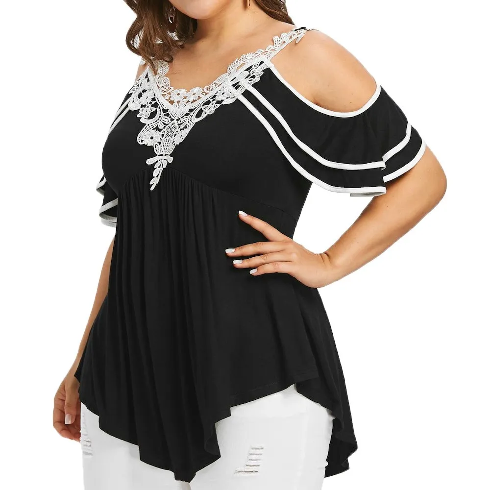Summer Womens Sexy Tops Plus Size Blouses Cold Shoulder Lace Shirts Tunic Ladies Streetwear Casual Clothing
Summer Womens Sexy Tops Plus Size Blouses Cold Shoulder Lace Shirts Tunic Ladies Streetwear Casual Clothing