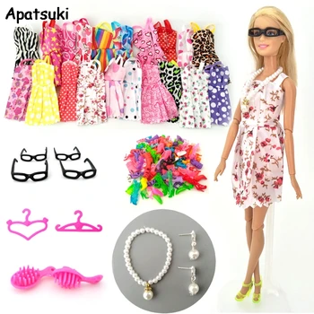 30 items/set 1/6 Doll Accessories = 10 Pairs Shoes & 10 Fashion Dress For Barbie Doll Outfit Clothes Necklace Earring Glasses
30 items/set 1/6 Doll Accessories = 10 Pairs Shoes & 10 Fashion Dress For Barbie Doll Outfit Clothes Necklace Earring Glasses
