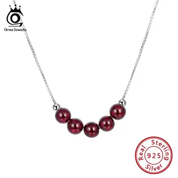 

ORSA JEWELS Exquisite 925 Sterling Silver Lucky Garnet Pendant Female Necklace Women Party Romantic Single Fine Jewelry SN155-R