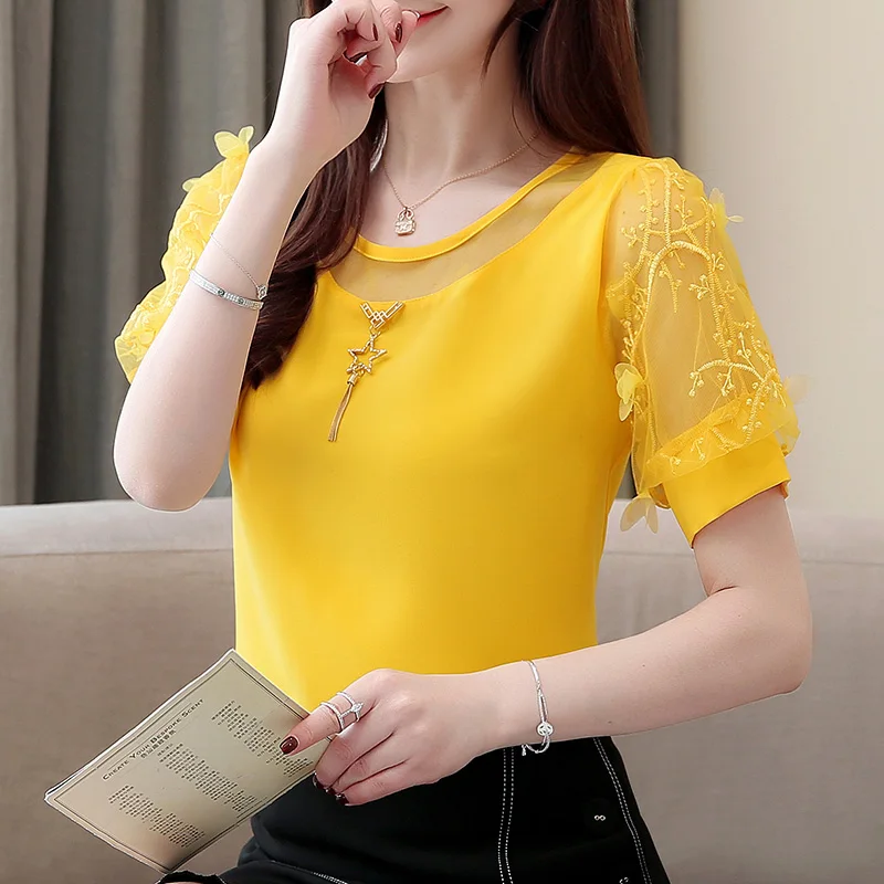 New Arrivals 2019 short sleeve summer shirt Elegant chiffon summer women tops Sexy hollow out women blouse shirt
New Arrivals 2019 short sleeve summer shirt Elegant chiffon summer women tops Sexy hollow out women blouse shirt