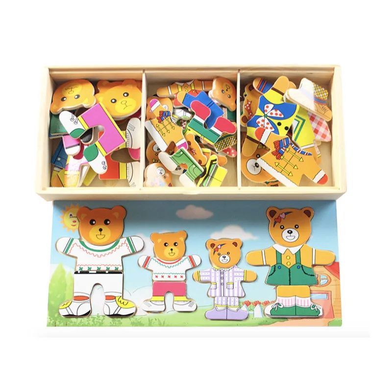 Mix And Match Wooden Bear Dressing Puzzle