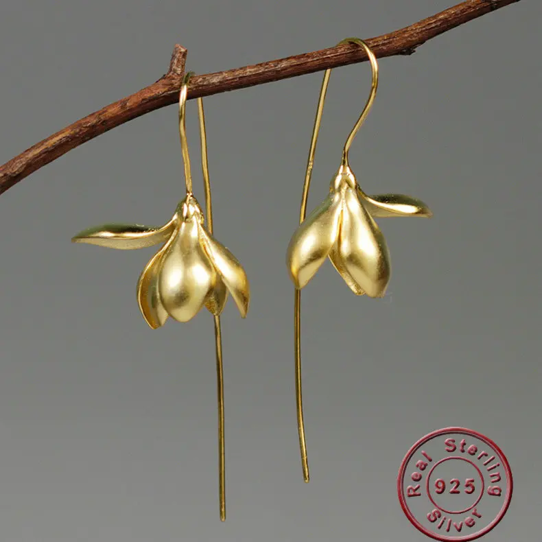 Amxiu Gold Color Lily Flower Earrings 100% 925 Sterling Silver Long Drop Earrings For Women Mother's Day Gift Fashion Jewelry
Amxiu Gold Color Lily Flower Earrings 100% 925 Sterling Silver Long Drop Earrings For Women Mother's Day Gift Fashion Jewelry