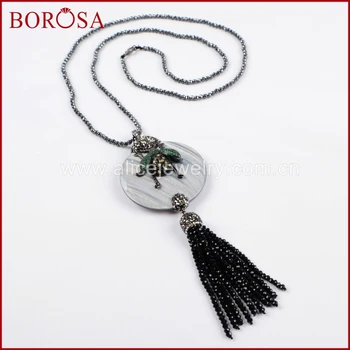 BOROSA 30inch Hematite Necklace with Tassel Round Grey Shell Pendants pave Crystal cz insect beetles Pendant Necklaces JAB863
BOROSA 30inch Hematite Necklace with Tassel Round Grey Shell Pendants pave Crystal cz insect beetles Pendant Necklaces JAB863