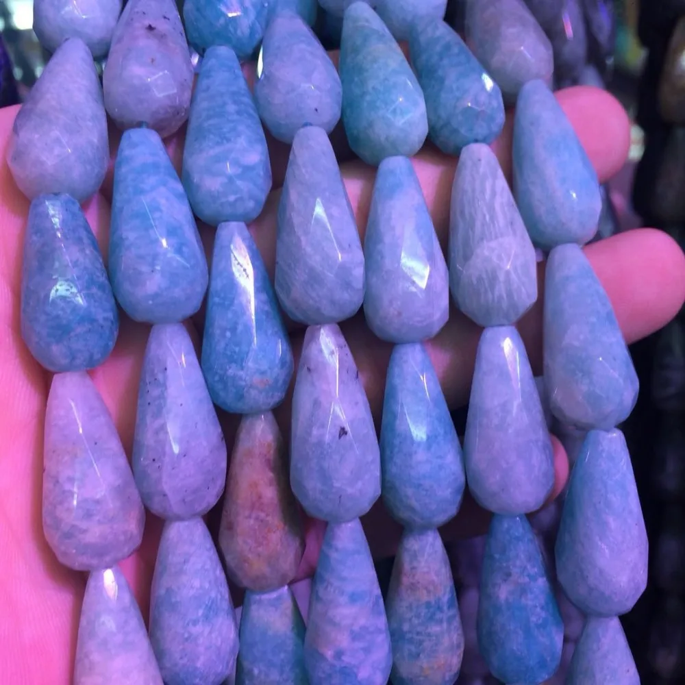 

drop shape natural amazonite stone beads natural gem stone beads DIY loose beads for jewelry strand 15"