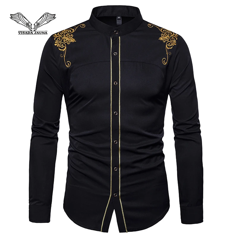 VISADA JAUNA Shirt New Youth Men's Fashion Court Embroidery Long-Sleeved Slim Shirt Size S-2XL TLH32
VISADA JAUNA Shirt New Youth Men's Fashion Court Embroidery Long-Sleeved Slim Shirt Size S-2XL TLH32