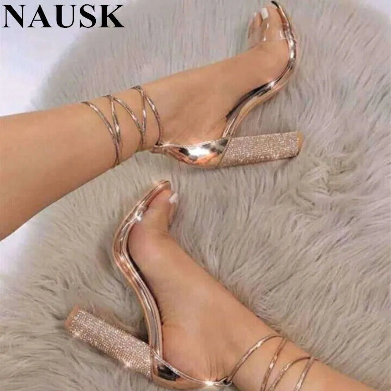 NAUSK Women Heeled Sandals Bandage Rhinestone Ankle Strap Pumps Super High Heels 10.5 CM Square Heels Lady Shoes
NAUSK Women Heeled Sandals Bandage Rhinestone Ankle Strap Pumps Super High Heels 10.5 CM Square Heels Lady Shoes