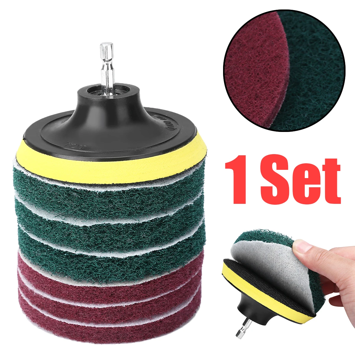 1set Drill Scouring Pads 6.35mm Hex Rod 5 inch Sticky Disk Cleaner Sanding Drill Attachment for Tiles Sinks Bathtub Cleaning Kit
1set Drill Scouring Pads 6.35mm Hex Rod 5 inch Sticky Disk Cleaner Sanding Drill Attachment for Tiles Sinks Bathtub Cleaning Kit
