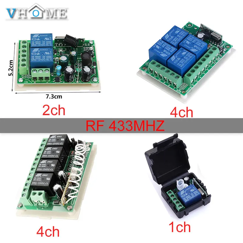 Vhome 433Mhz RF Wireless Gate Remote Control,DC 12V 4 Channel Relay Transmitter Receiver Smart Door Control
Vhome 433Mhz RF Wireless Gate Remote Control,DC 12V 4 Channel Relay Transmitter Receiver Smart Door Control