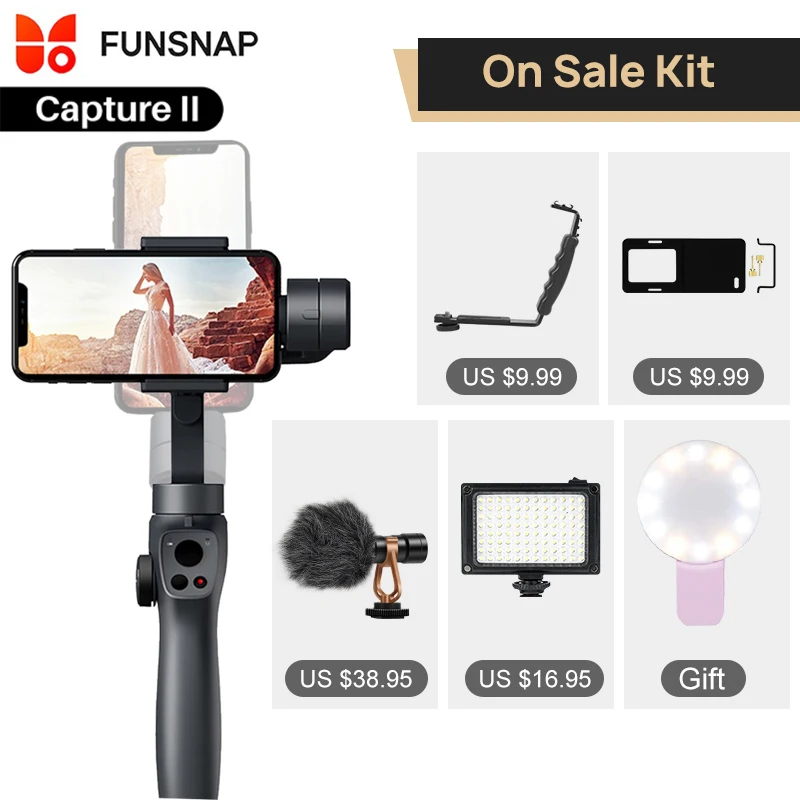 Funsnap Capture 2 3-Axis Handheld Gimbal Smartphone Camera Stabilizer for iphone gopro hero 7 6 4 dji Osmo action cameras yi 4k
Funsnap Capture 2 3-Axis Handheld Gimbal Smartphone Camera Stabilizer for iphone gopro hero 7 6 4 dji Osmo action cameras yi 4k