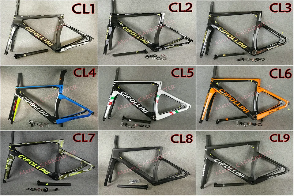 Discount Black-Grey painted CARROWTER T1000 3K Glossy/Matte Colnago C60 carbon road frame bicycle Frameset With BB386 XS/S/M/L/XL 38