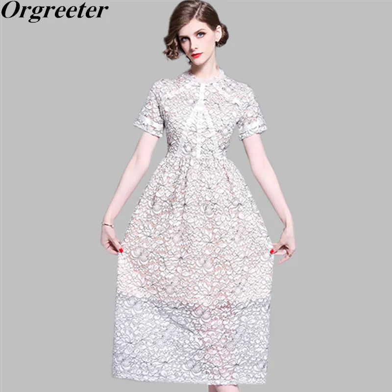 New Arrival 2019 Summer Short Sleeve Lace Dress Runway Fashion Vintage black and White Floral Print Hollow Out Slim Women Dress
New Arrival 2019 Summer Short Sleeve Lace Dress Runway Fashion Vintage black and White Floral Print Hollow Out Slim Women Dress