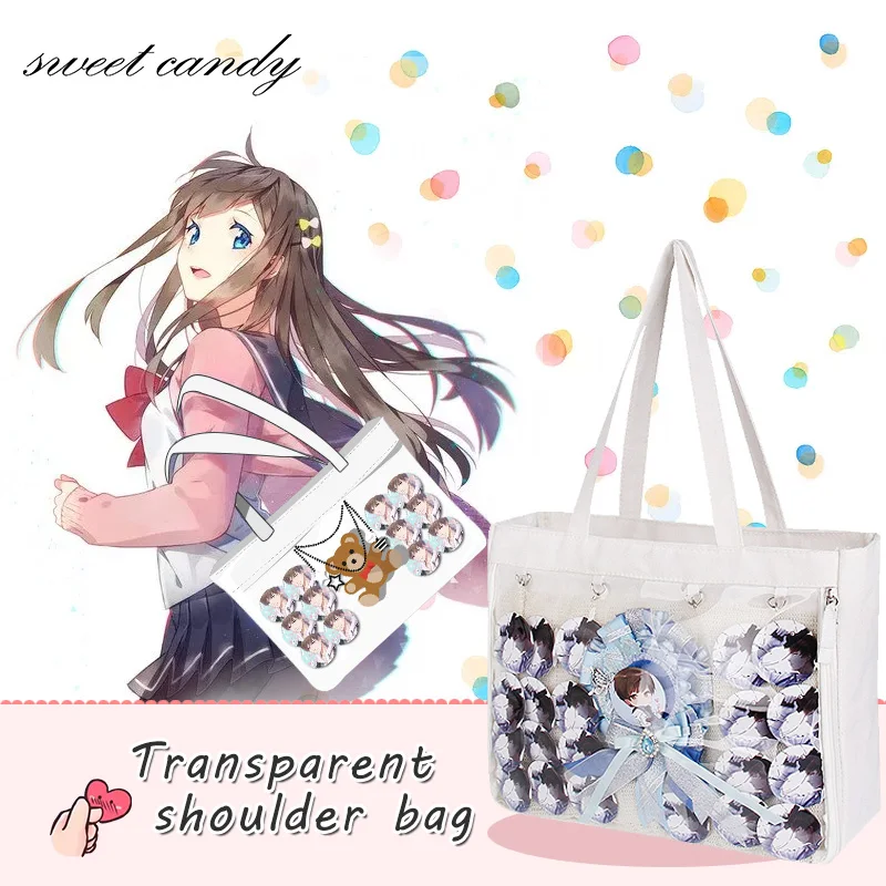 Japanese Student Bags Transparent Shoulder Bag Canvans Single Side Transparency Handbag For Badge Show lta Bag JK Cosplay
Japanese Student Bags Transparent Shoulder Bag Canvans Single Side Transparency Handbag For Badge Show lta Bag JK Cosplay
