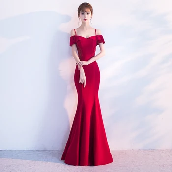 Vintage Red Women Slim Mermaid Qipao Sexy Backless Off Shoulder Bride Wedding Evening Party Dress Royal Cheongsam Vestidos 
Vintage Red Women Slim Mermaid Qipao Sexy Backless Off Shoulder Bride Wedding Evening Party Dress Royal Cheongsam Vestidos