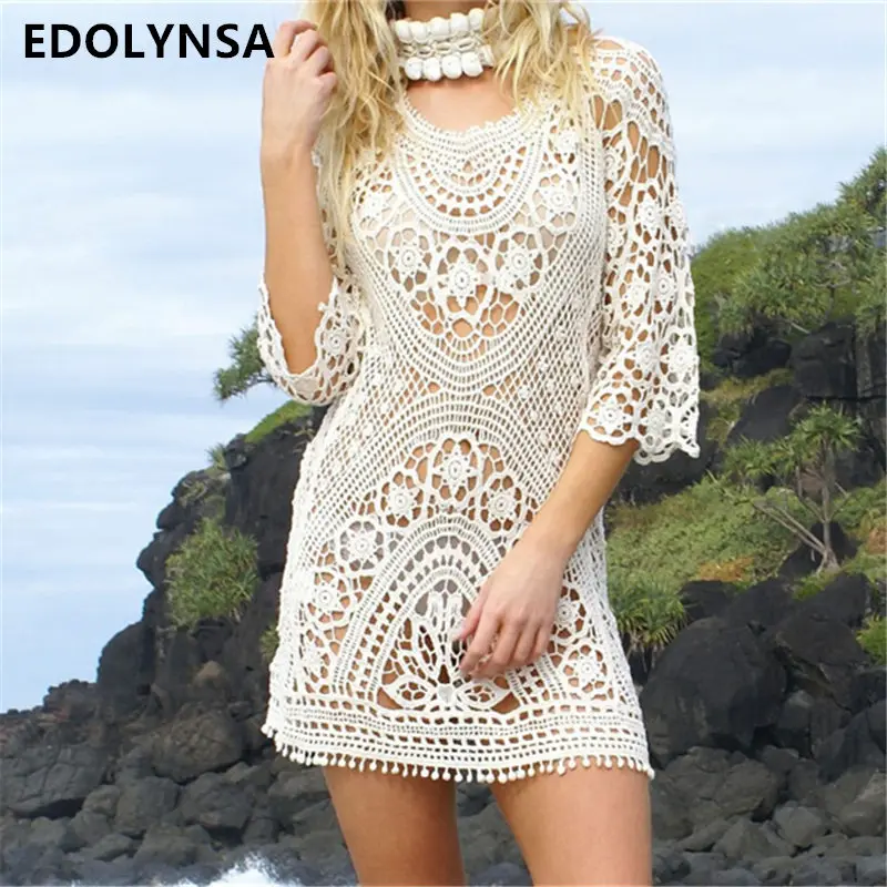 2019 Sexy See Through Hollow Out Embroidery Boho Lace Crochet Women Floral White Mini Dress Sundress Beachwear Beach Day #N211
2019 Sexy See Through Hollow Out Embroidery Boho Lace Crochet Women Floral White Mini Dress Sundress Beachwear Beach Day #N211