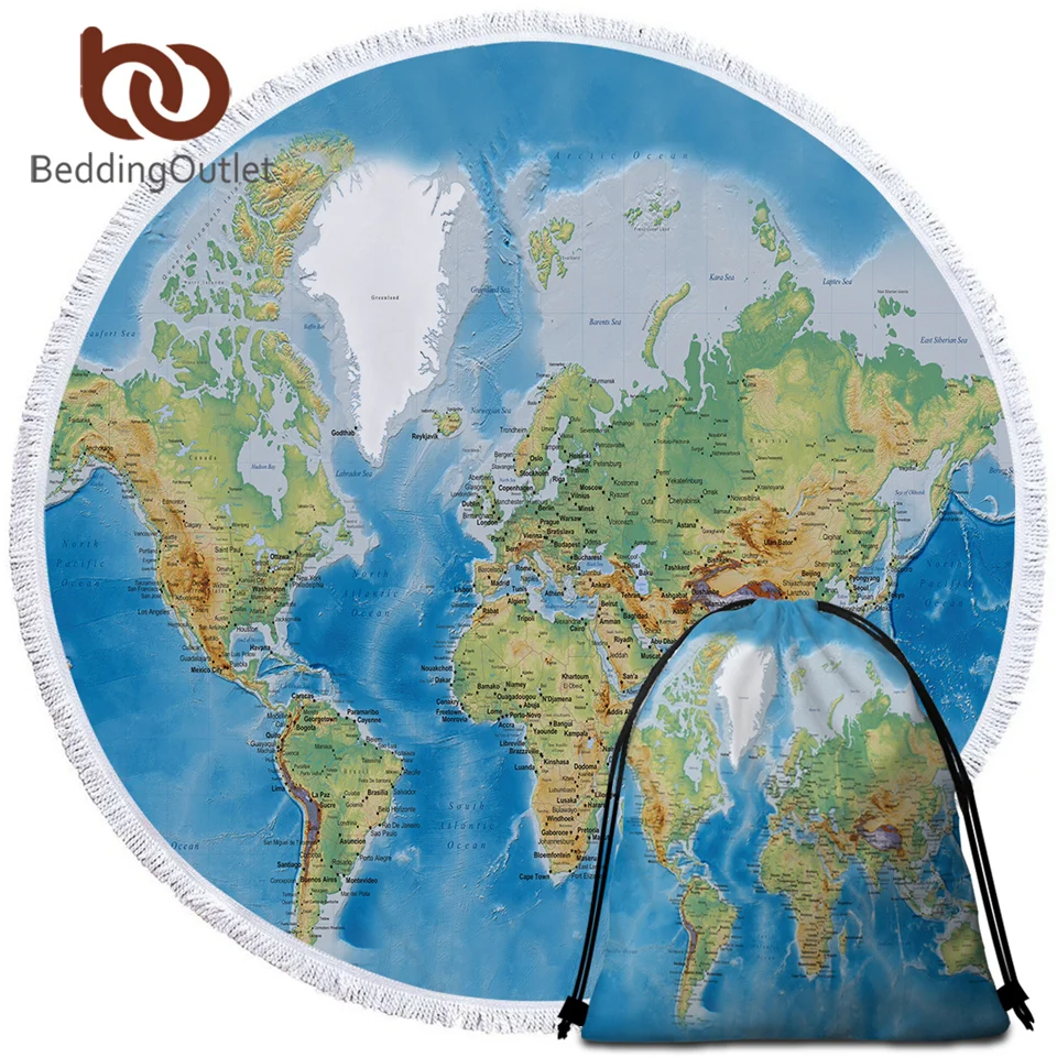 BeddingOutlet Large Round Beach Towel Adults Boys With Tassel World Map Summer Bath Towel Printed Microfiber 150cm Yoga Mat
BeddingOutlet Large Round Beach Towel Adults Boys With Tassel World Map Summer Bath Towel Printed Microfiber 150cm Yoga Mat