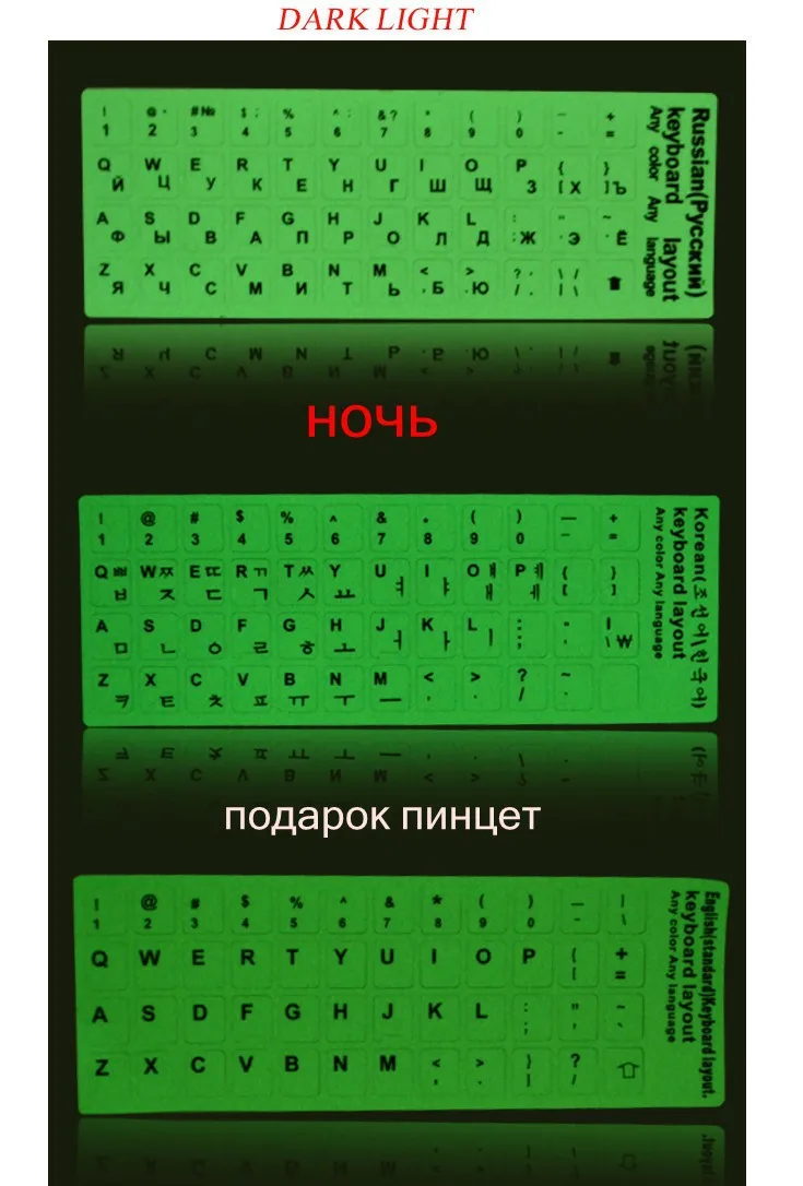 Classic Russian-English Fonts Standard White on Black Keyboard Stickers