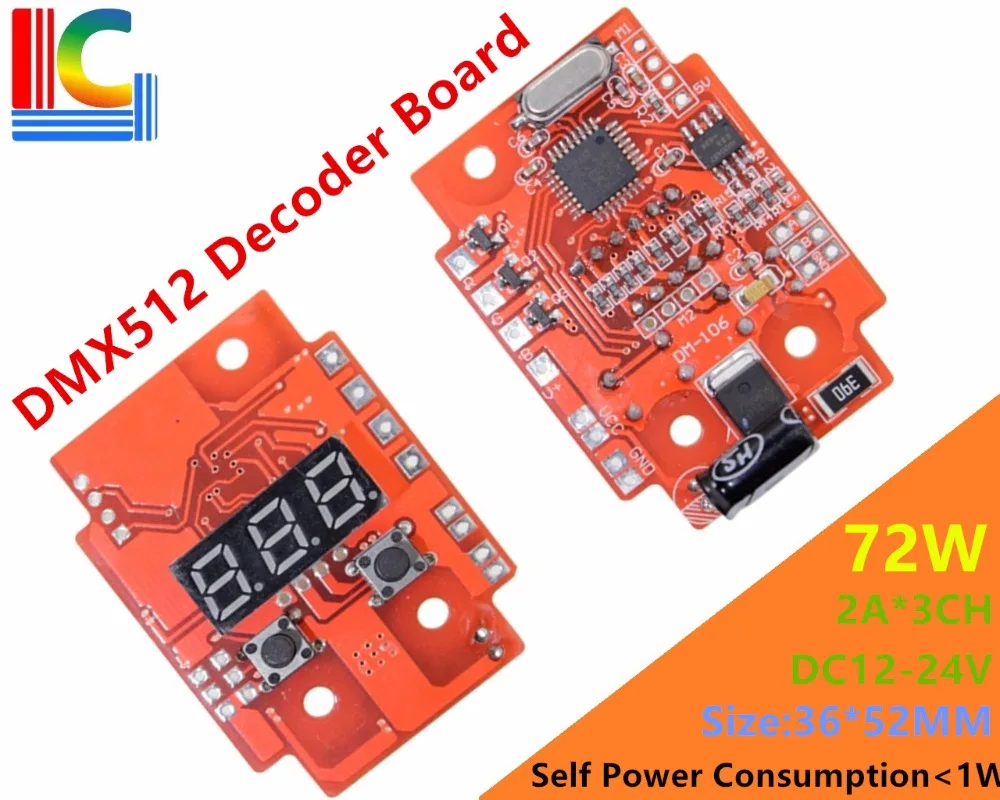 Three digital display 72W RS485 differential transmission DMX512 decoder constant voltage driver board, for LED wall washer etc.
Three digital display 72W RS485 differential transmission DMX512 decoder constant voltage driver board, for LED wall washer etc.