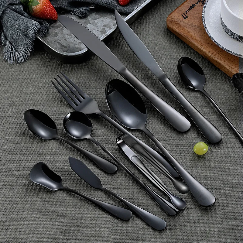 Dinnerware Set 304 Stainless Steel Black Cutlery Set Knife Forks Ice Cream Spoon Flatware Tableware Silverware Set Wholesale 1pc
Dinnerware Set 304 Stainless Steel Black Cutlery Set Knife Forks Ice Cream Spoon Flatware Tableware Silverware Set Wholesale 1pc