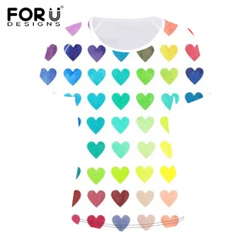 FORUDESIGNS Women Summer T-shirts Colour Chart Hearts Shrt Sleeves Elasticity Stylish Girl Clothing Brand Design Femme Top Tee
FORUDESIGNS Women Summer T-shirts Colour Chart Hearts Shrt Sleeves Elasticity Stylish Girl Clothing Brand Design Femme Top Tee