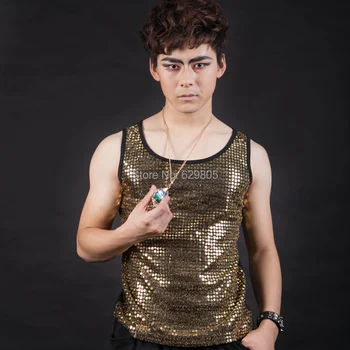 New style fashion black gold male singer dancer sequins light vest costume palace punk style jazz outerwear ds dj clothing
New style fashion black gold male singer dancer sequins light vest costume palace punk style jazz outerwear ds dj clothing