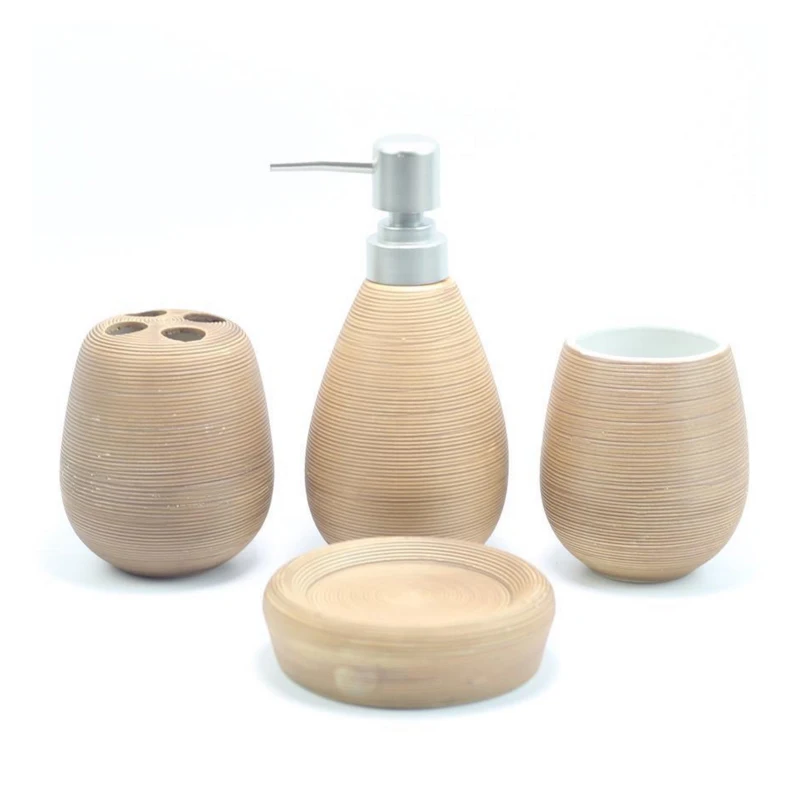 4PCS ceramic bathroom set European bathroom round toothbrush holder mouth cup soap dish high quality home decoration products
4PCS ceramic bathroom set European bathroom round toothbrush holder mouth cup soap dish high quality home decoration products