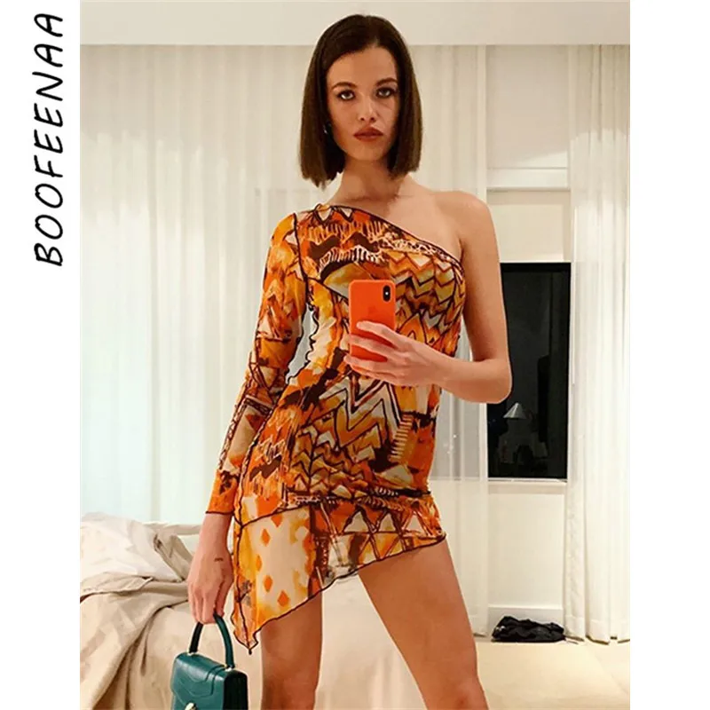 BOOFEENAA High Street Print Sheer Mesh Sexy Dress Women Spring 2019 One Shoulder Mini Dresses Woman Party Night Clubwear C94-H94
BOOFEENAA High Street Print Sheer Mesh Sexy Dress Women Spring 2019 One Shoulder Mini Dresses Woman Party Night Clubwear C94-H94
