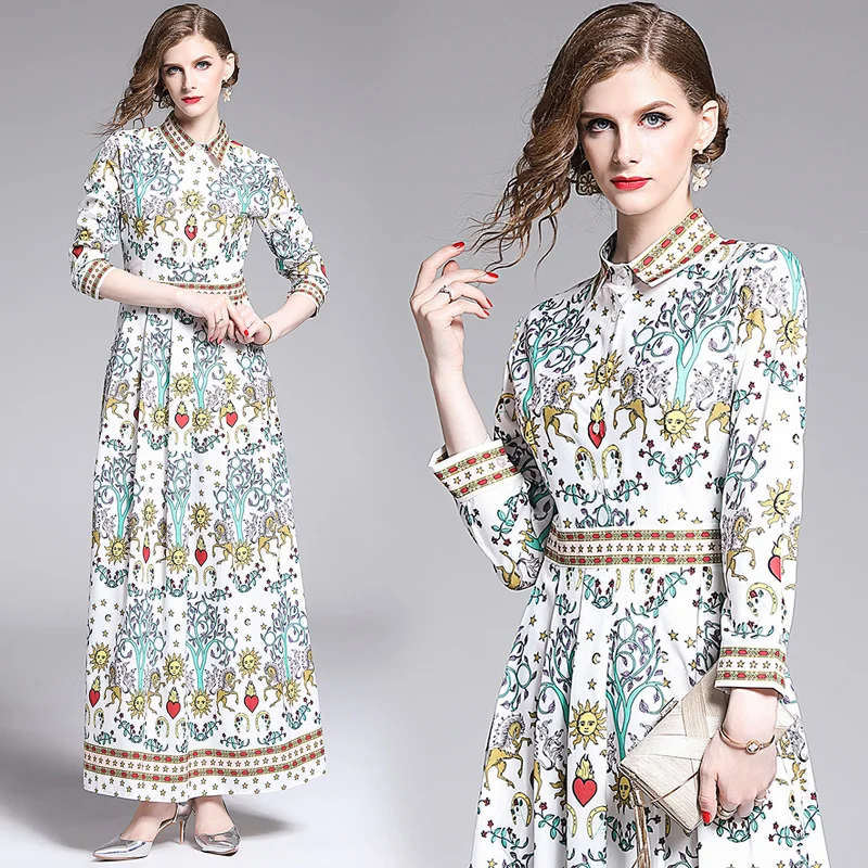 2019 Spring Summer Fall Runway Vintage Floral Print Collar Long Sleeve Empire Waist Women Ladies Party Casual A-Line Maxi Dress
2019 Spring Summer Fall Runway Vintage Floral Print Collar Long Sleeve Empire Waist Women Ladies Party Casual A-Line Maxi Dress
