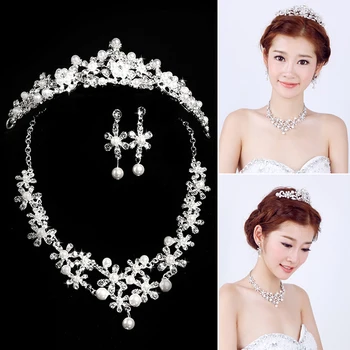 Elegant Luxury Rhinestone Pearl Bride Earring Necklace Crown Set Bride Tiaras Hair Accessories Noiva Wedding Jewelry Sets BH
Elegant Luxury Rhinestone Pearl Bride Earring Necklace Crown Set Bride Tiaras Hair Accessories Noiva Wedding Jewelry Sets BH