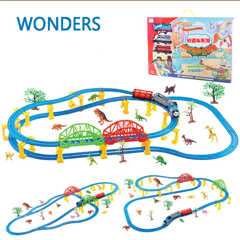 66pcs repackage Big size wheels Trains dinosaur theme Toy Electric Rail Road Trackmaster Motorized Brinquedos
66pcs repackage Big size wheels Trains dinosaur theme Toy Electric Rail Road Trackmaster Motorized Brinquedos