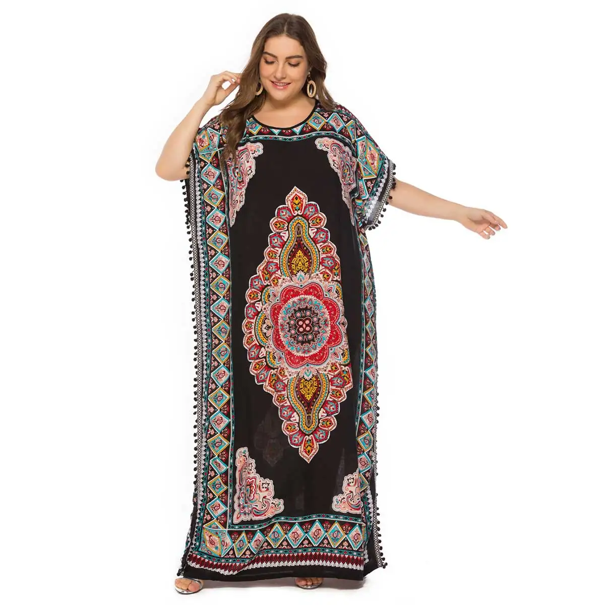 2019 Summer Tassel Ethnic Printed Maxi Dress Women Oversized Bat Shape Dressing Gowns Bohemian Muslim Ramadan Clothing VKDR1577
2019 Summer Tassel Ethnic Printed Maxi Dress Women Oversized Bat Shape Dressing Gowns Bohemian Muslim Ramadan Clothing VKDR1577