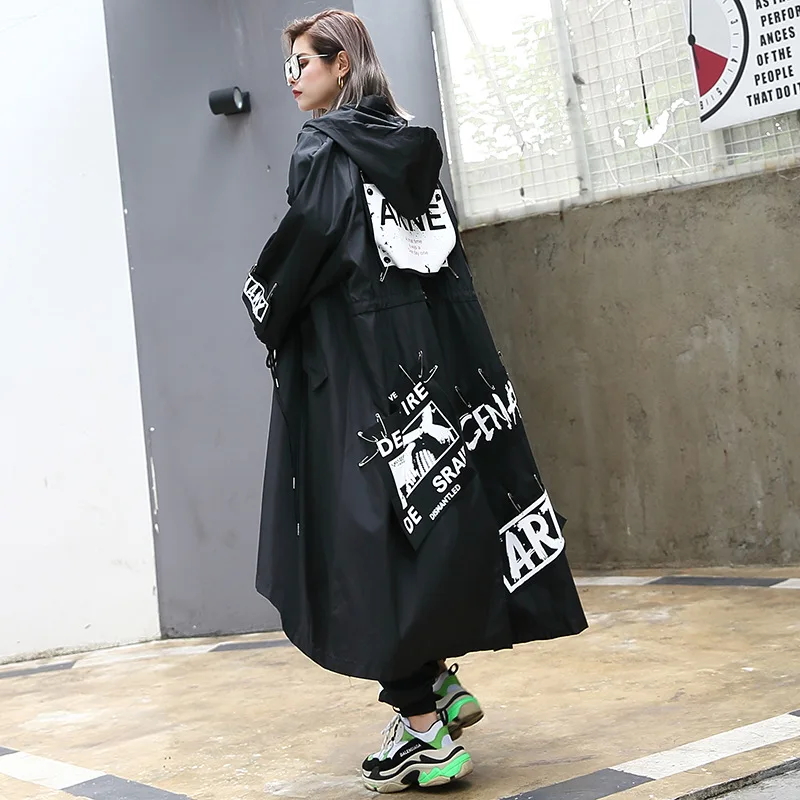 Women Oversized Pin Spliced Loose Fashion Trench Coat Female Streetwear Hip Hop Punk Gothic Casual Long Hooded Robe Windbreaker
Women Oversized Pin Spliced Loose Fashion Trench Coat Female Streetwear Hip Hop Punk Gothic Casual Long Hooded Robe Windbreaker