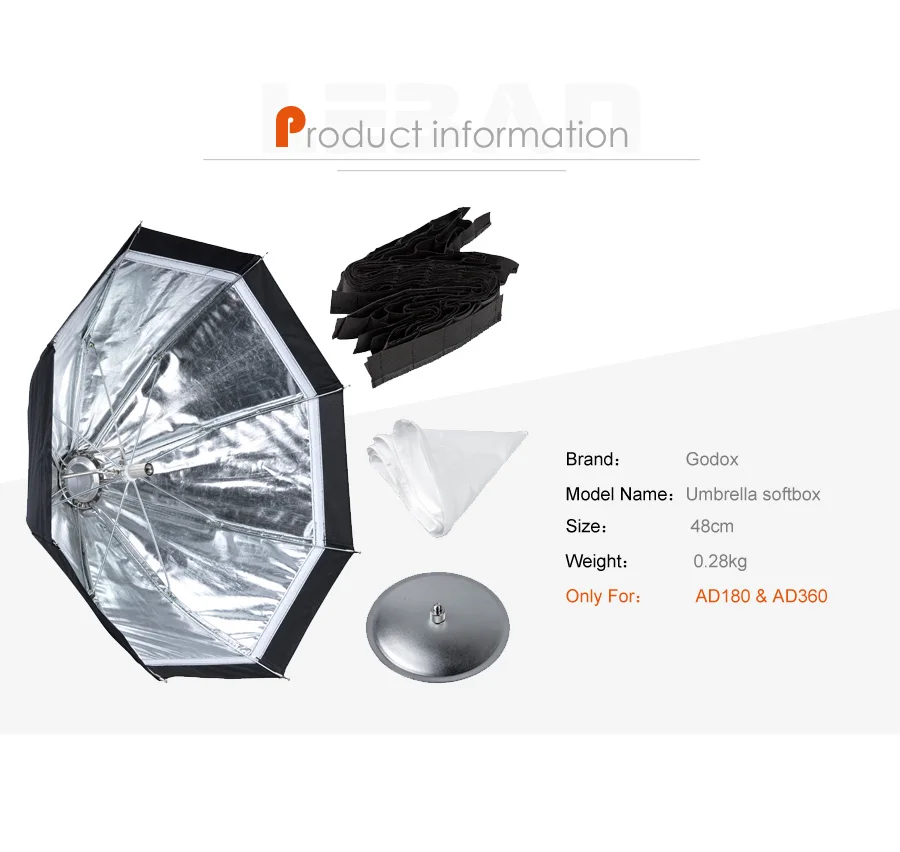 Description Picture 5 of itemGodox AD-S7 Multifunctional Soft Box Octagonal Honeycomb Grid Umbrella Softbox for WITSTRO Flash Speedlite AD180 AD360 AD200