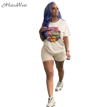 Streetwear Women Casual Tracksuit Set Short Sleeve Print T Shirt + Short Trousers Clothing Set Summer Outfit Conjuntos De Mujer
Streetwear Women Casual Tracksuit Set Short Sleeve Print T Shirt + Short Trousers Clothing Set Summer Outfit Conjuntos De Mujer