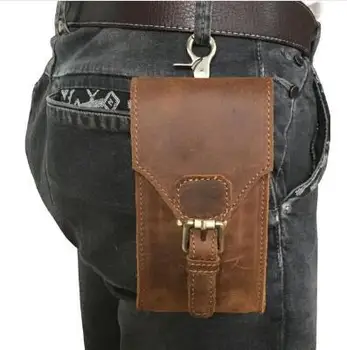 

Genuine Leather Mobile Phone Cover Case Pocket Hip Belt Pack Waist Bag Father Gift for Caterpillar Cat S61 S60 S41 S31 S40 S30