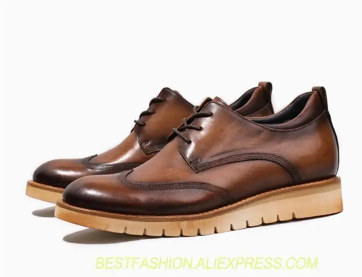 Handmade Men's Dress Shoes Genuine Leather Carved Brogues Flats Lace Up Brown Male Platform Height Increasing Casual Shoes
Handmade Men's Dress Shoes Genuine Leather Carved Brogues Flats Lace Up Brown Male Platform Height Increasing Casual Shoes