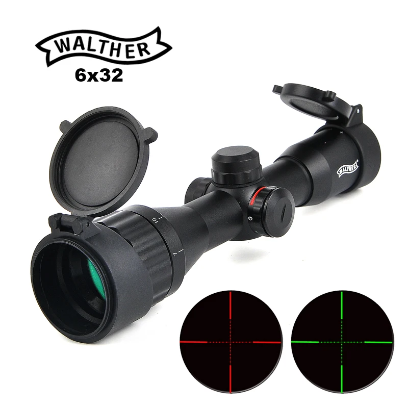 WALTHER 6x32 AO Mini Mil-Dot Double Color Illuminated Reticle Hunting Riflescope Tactical Optical Sight Rifle Scope
WALTHER 6x32 AO Mini Mil-Dot Double Color Illuminated Reticle Hunting Riflescope Tactical Optical Sight Rifle Scope