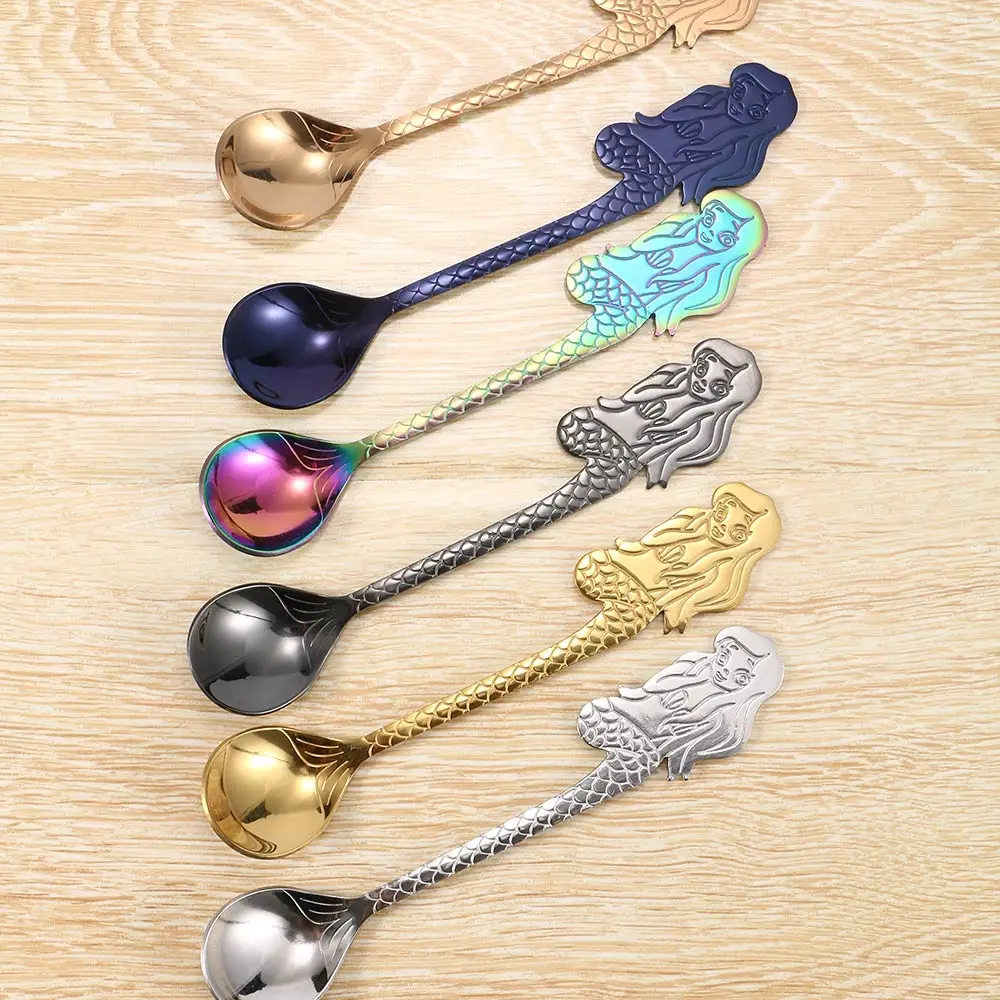 1PC Colored Mermaid Shape Design Coffee Spoon Stainless Steel Jam Cake Dessert Food Spoon Hanging Cup Dinning Accessories
1PC Colored Mermaid Shape Design Coffee Spoon Stainless Steel Jam Cake Dessert Food Spoon Hanging Cup Dinning Accessories